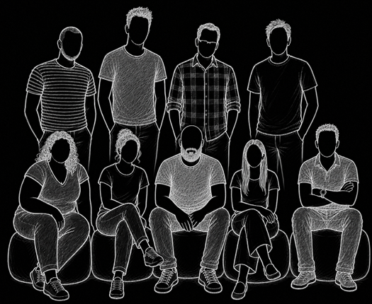 Illustration of a multidisciplinary creative team
